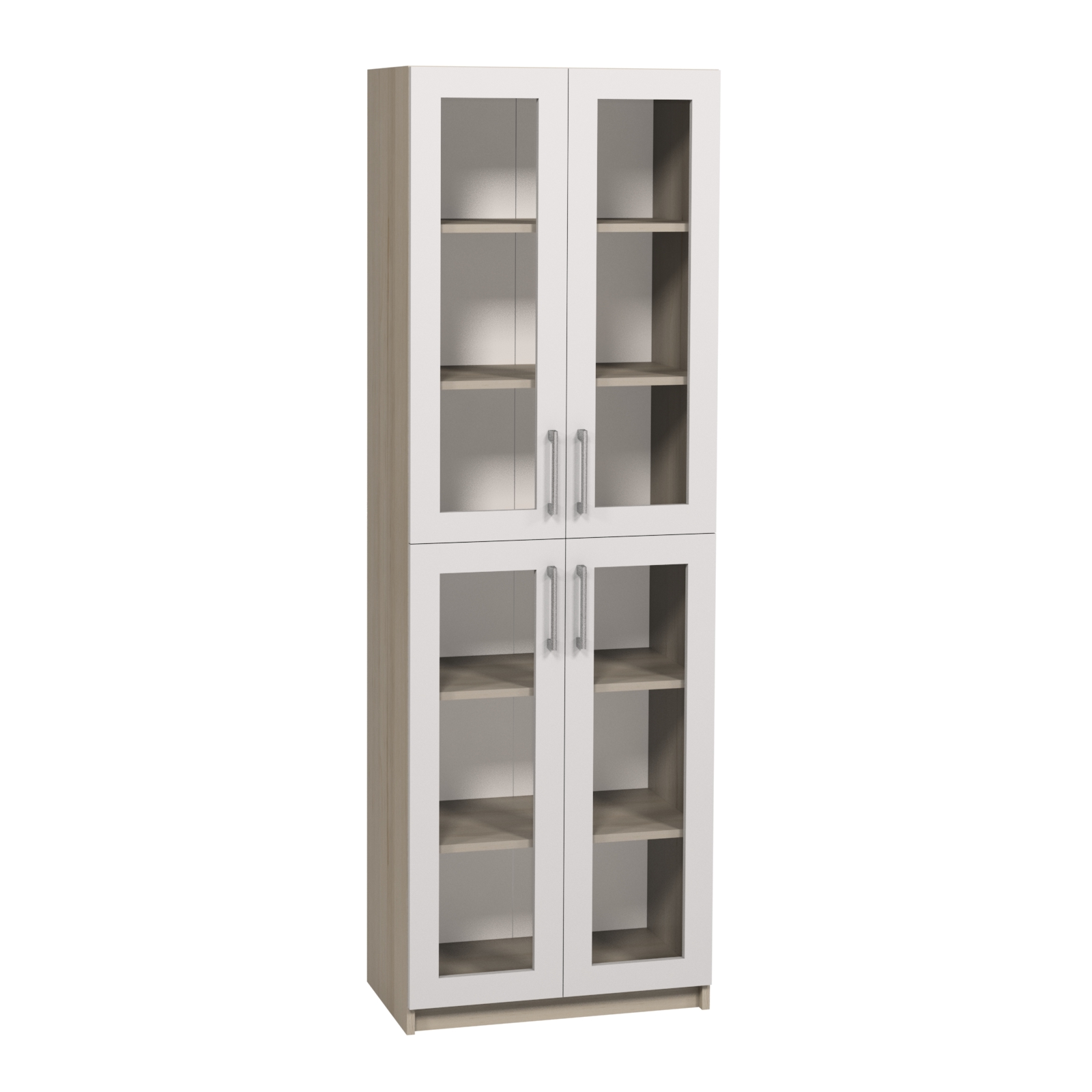 Закрита 4-дверна шафа, з полицями та скляними дверцятами, матеріал корпусу - ЛДСП, АЛМАНТ, 702х405х2115 мм.